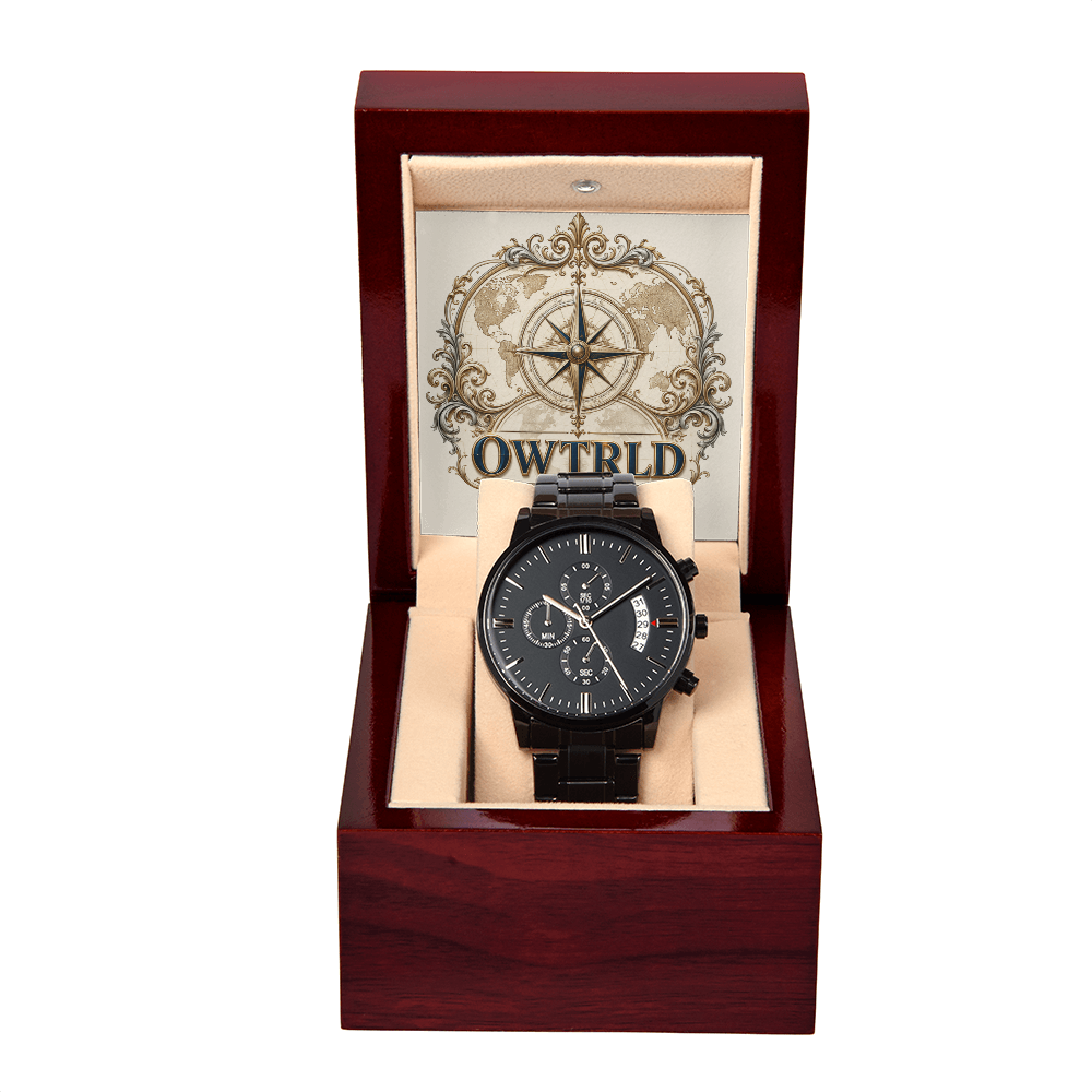 Black Chronograph Watch | OWTRLD ShineOn Fulfillment