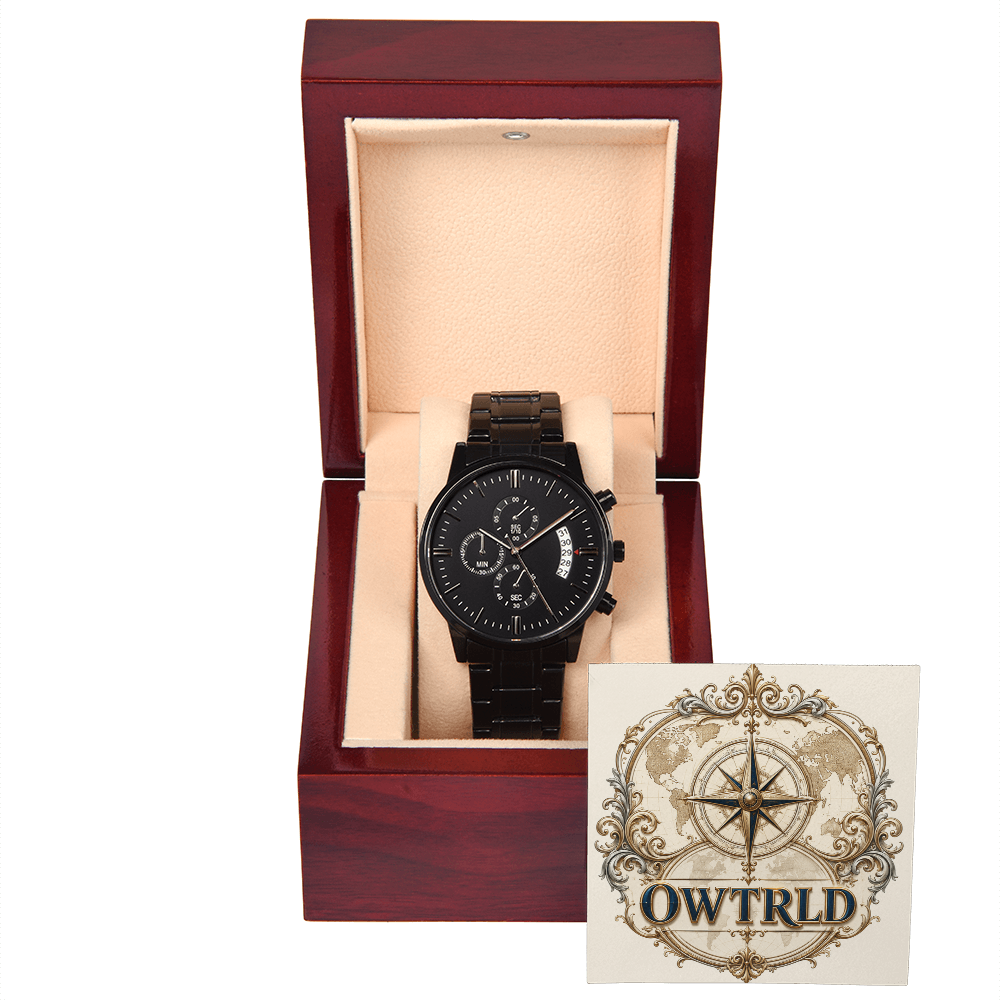 Black Chronograph Watch | OWTRLD ShineOn Fulfillment