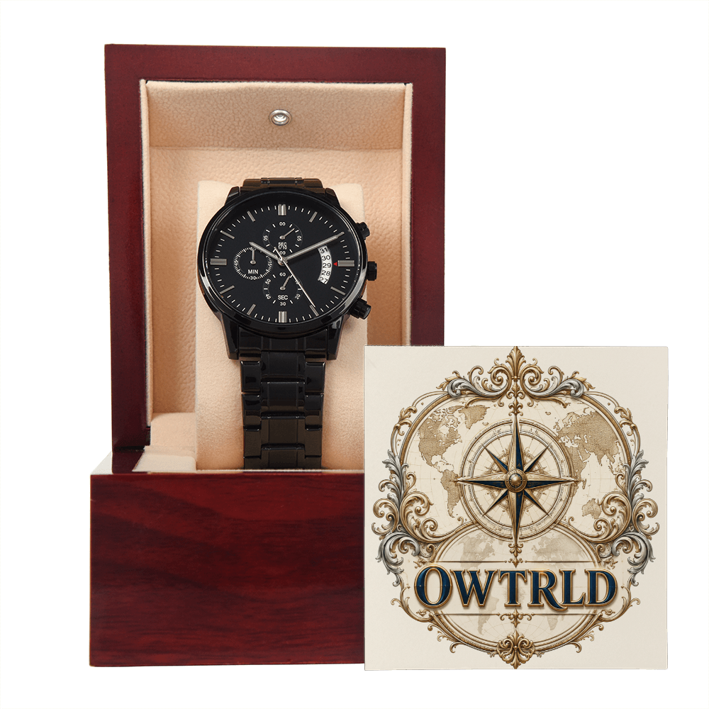 Black Chronograph Watch | OWTRLD ShineOn Fulfillment
