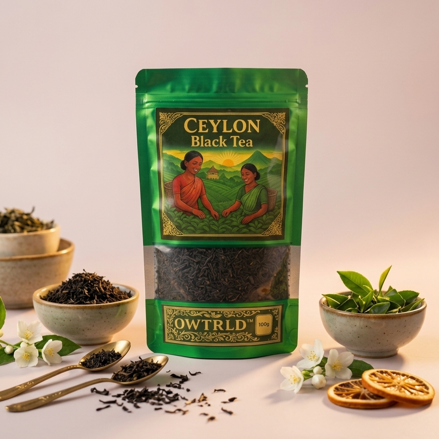 Premium Ceylon Black Tea 100% Pure Single-Origin Sri Lankan Loose Leaf Tea OWTRLD