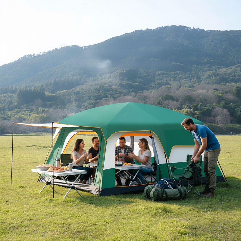 3-12 Person Double Layer 2-Bedroom Family Tunnel Camping Tent Waterproof Windproof UV Resistant for Outdoor Hiking & Camping eprolo