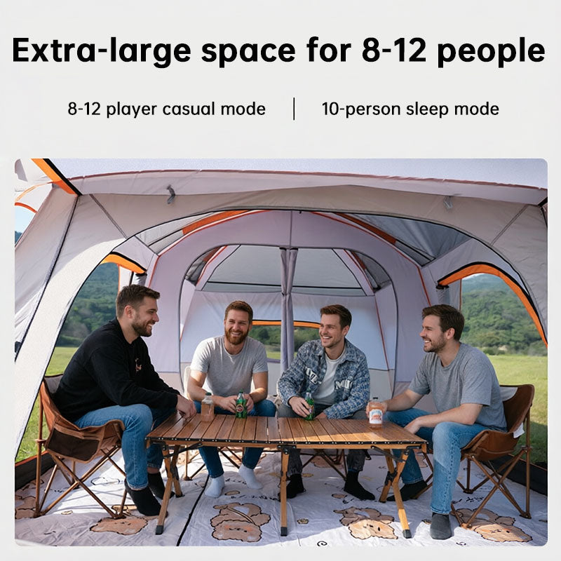 3-12 Person Double Layer 2-Bedroom Family Tunnel Camping Tent Waterproof Windproof UV Resistant for Outdoor Hiking & Camping eprolo