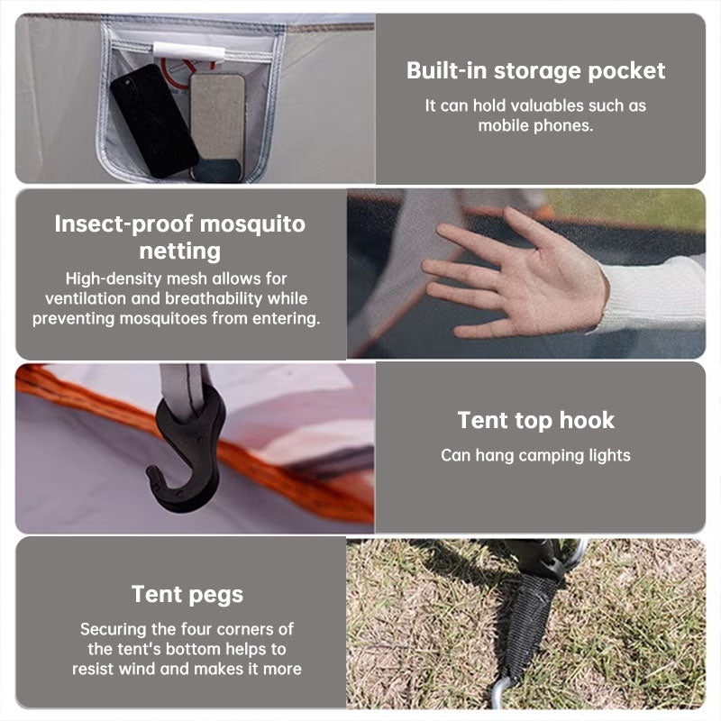 3-12 Person Double Layer 2-Bedroom Family Tunnel Camping Tent Waterproof Windproof UV Resistant for Outdoor Hiking & Camping eprolo
