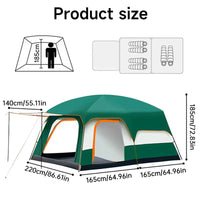 3-12 Person Double Layer 2-Bedroom Family Tunnel Camping Tent Waterproof Windproof UV Resistant for Outdoor Hiking & Camping eprolo