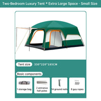3-12 Person Double Layer 2-Bedroom Family Tunnel Camping Tent Waterproof Windproof UV Resistant for Outdoor Hiking & Camping eprolo