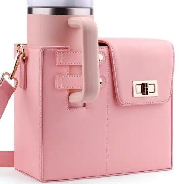 Outdoor Portable Beverage Bottle Bag, Universal Large Insulated Cup Pink Shoulder Crossbody Bottle Bag eprolo