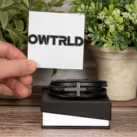 Men's Cross Leather Bracelet | OWTRLD ShineOn Fulfillment