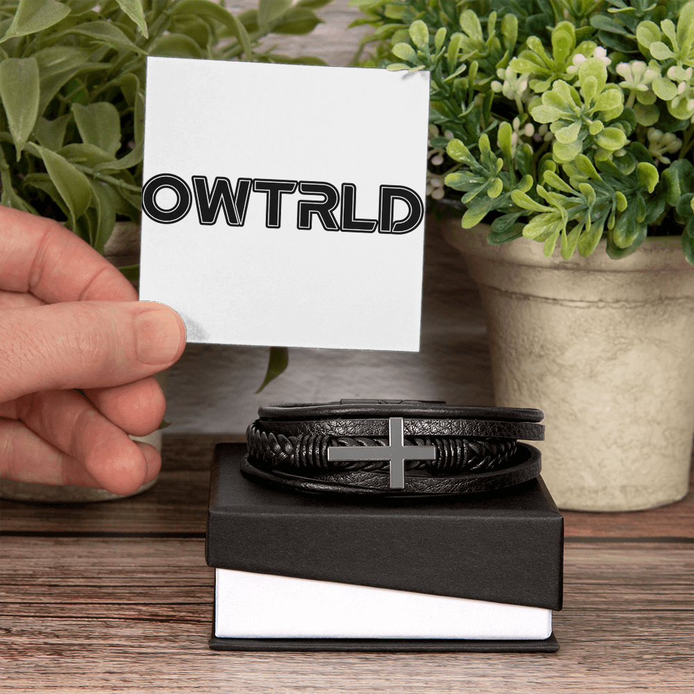 Men's Cross Leather Bracelet | OWTRLD ShineOn Fulfillment