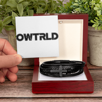 Men's Cross Leather Bracelet | OWTRLD ShineOn Fulfillment