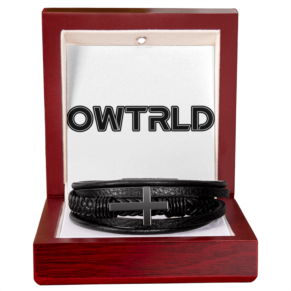 Men's Cross Leather Bracelet | OWTRLD ShineOn Fulfillment