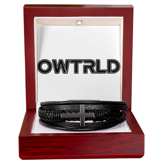 Men's Cross Leather Bracelet | OWTRLD ShineOn Fulfillment